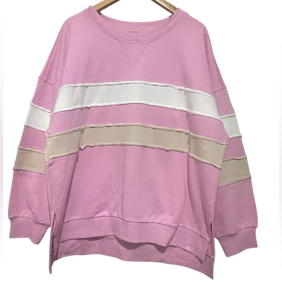 JoyLab Women’s Pink Colorblock Crewneck Sweatshirt - Picture 2 of 4